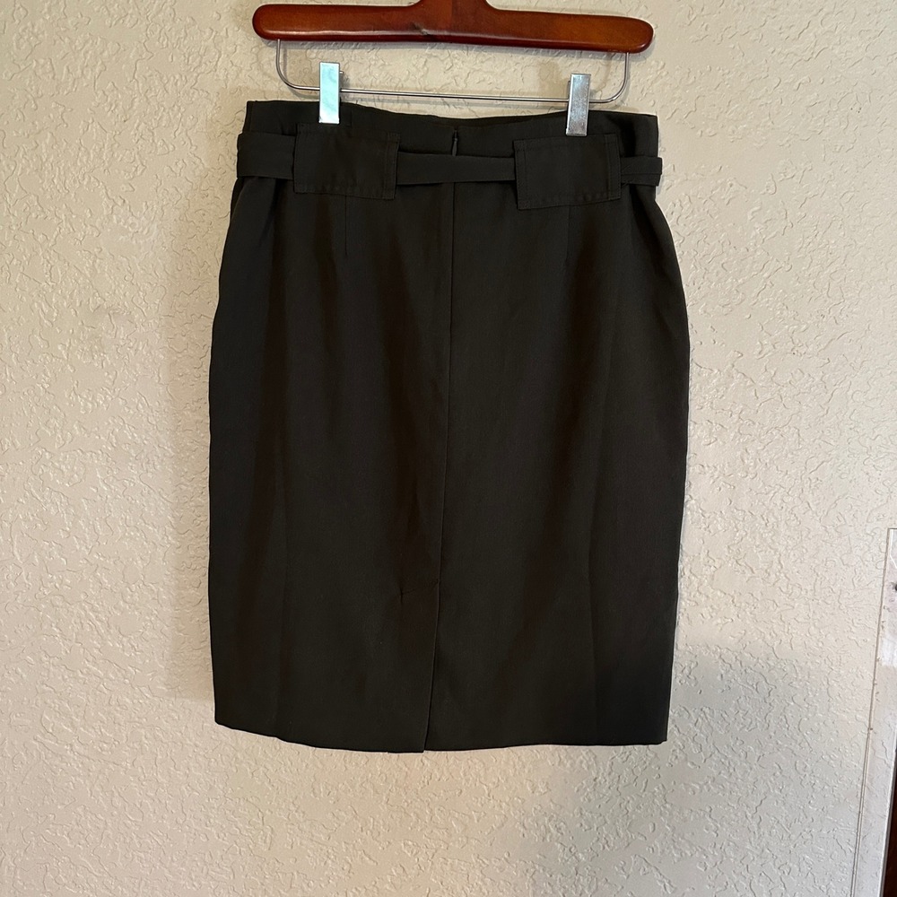 Banana Republic‎ 4Petite Olive Green Tie Waist Pencil Skirt Career Business - Picture 4 of 12
